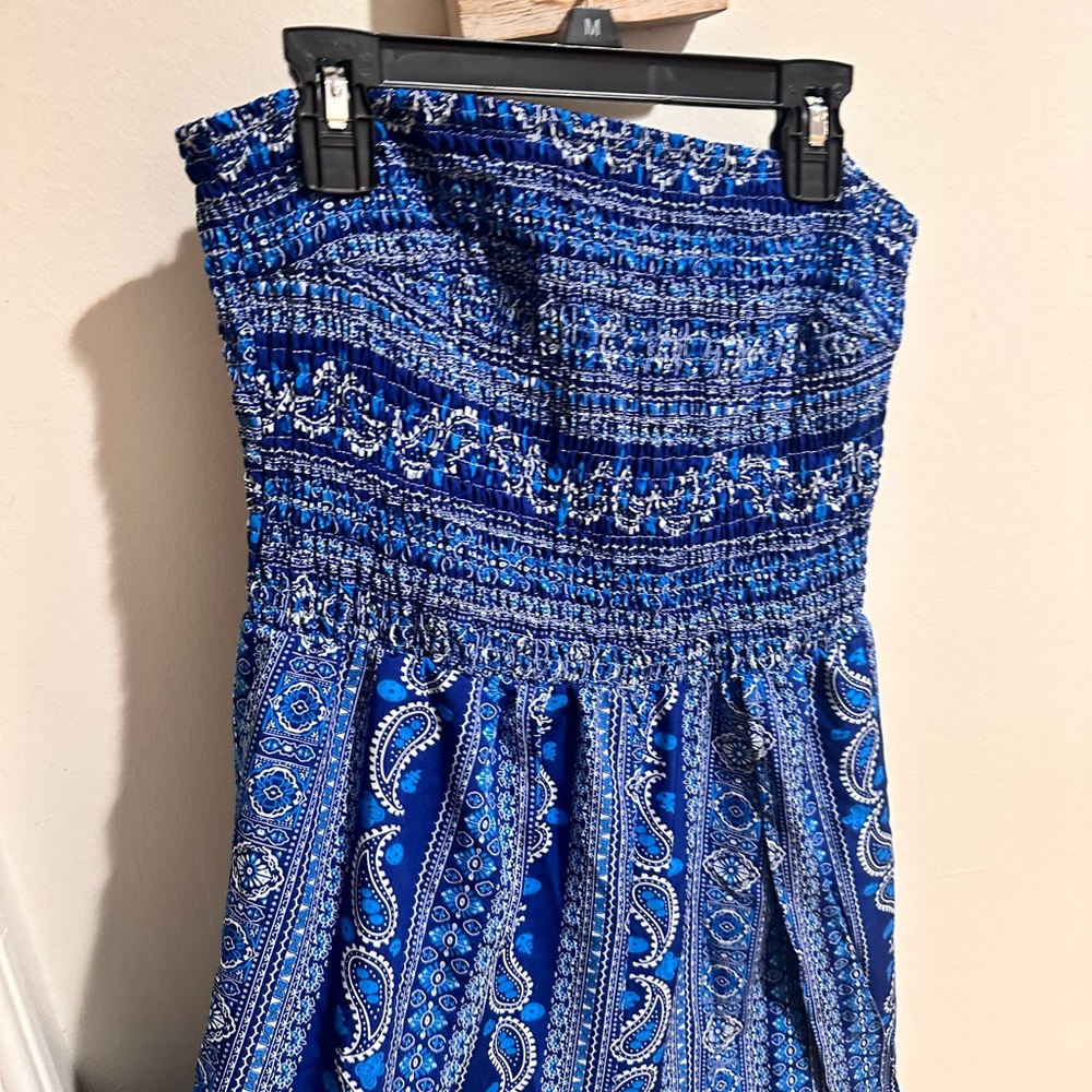 Blue Patterned Maxi StrapLess Romper - Picture 5 of 6